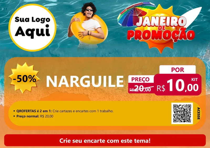 Modelo de Cartaz para Cartaz A4 Horizontal com o tema Janeiro de Promoção para Tabacaria