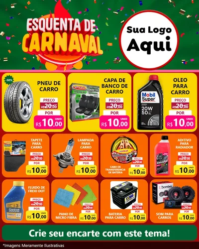 Modelo de Rede Social para Feed Instagram com o tema Esquenta de Carnaval para Auto peças