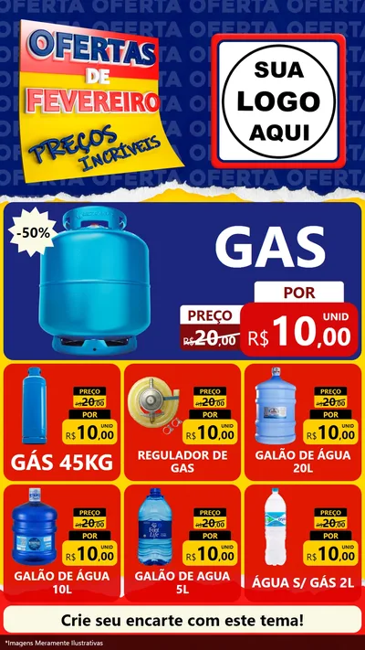 Modelo de Rede Social para Stories com o tema Ofertas de Fevereiro - Preços Incríveis para Água e gás