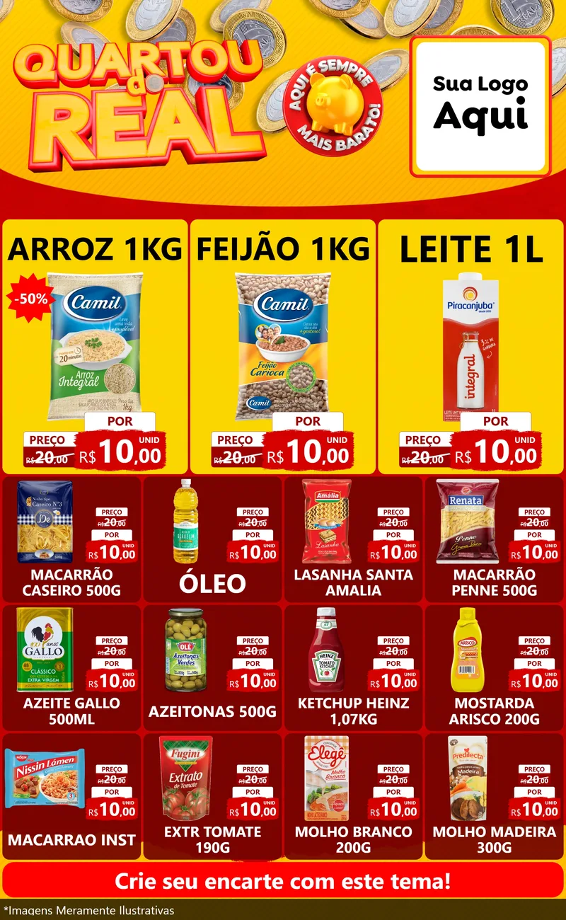 Modelo de Encarte para Encarte Grande com o tema Quartou do Real para Supermercado