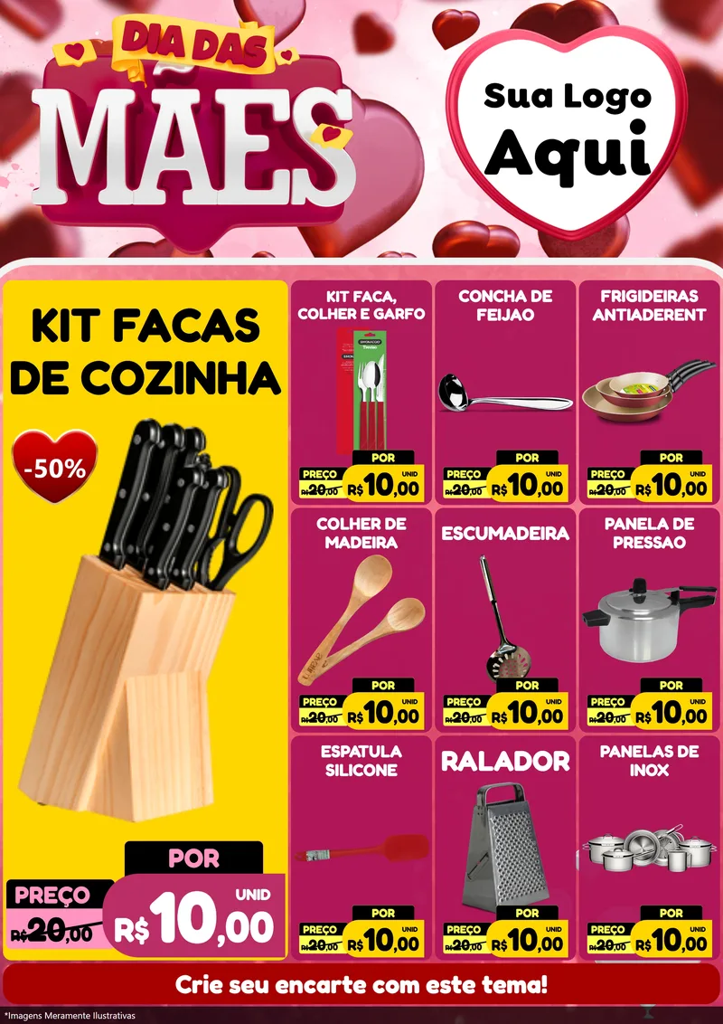 Modelo de Encarte para Encarte A4 Vertical com o tema Dia Das Mães para Utilidades Domésticas