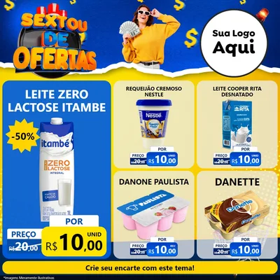 Modelo de Rede Social para Feed Facebook com o tema Sextou de Ofertas para Frios e Laticínios