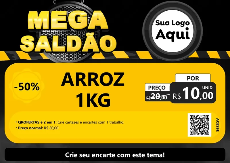 Modelo de Cartaz para Cartaz A4 Horizontal com o tema Mega Saldão para Supermercado