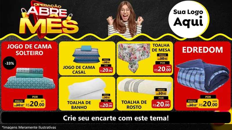 Modelo de TV para TV Horizontal com o tema Operação Abre Mês para Cama, Mesa e Banho