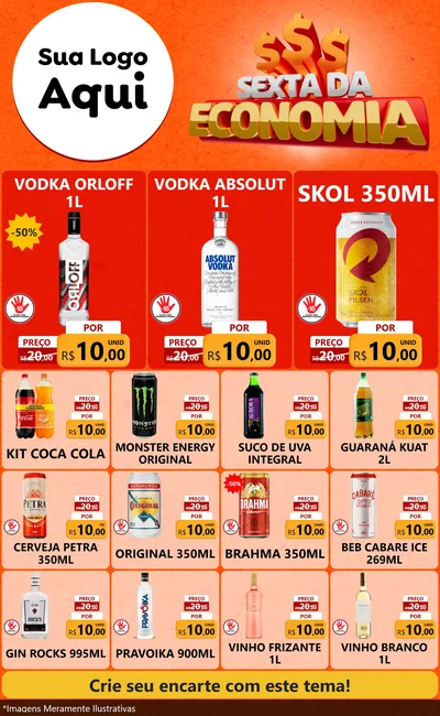 Modelo de Encarte para Encarte Grande com o tema Sexta da Economia para Distribuidora de bebidas