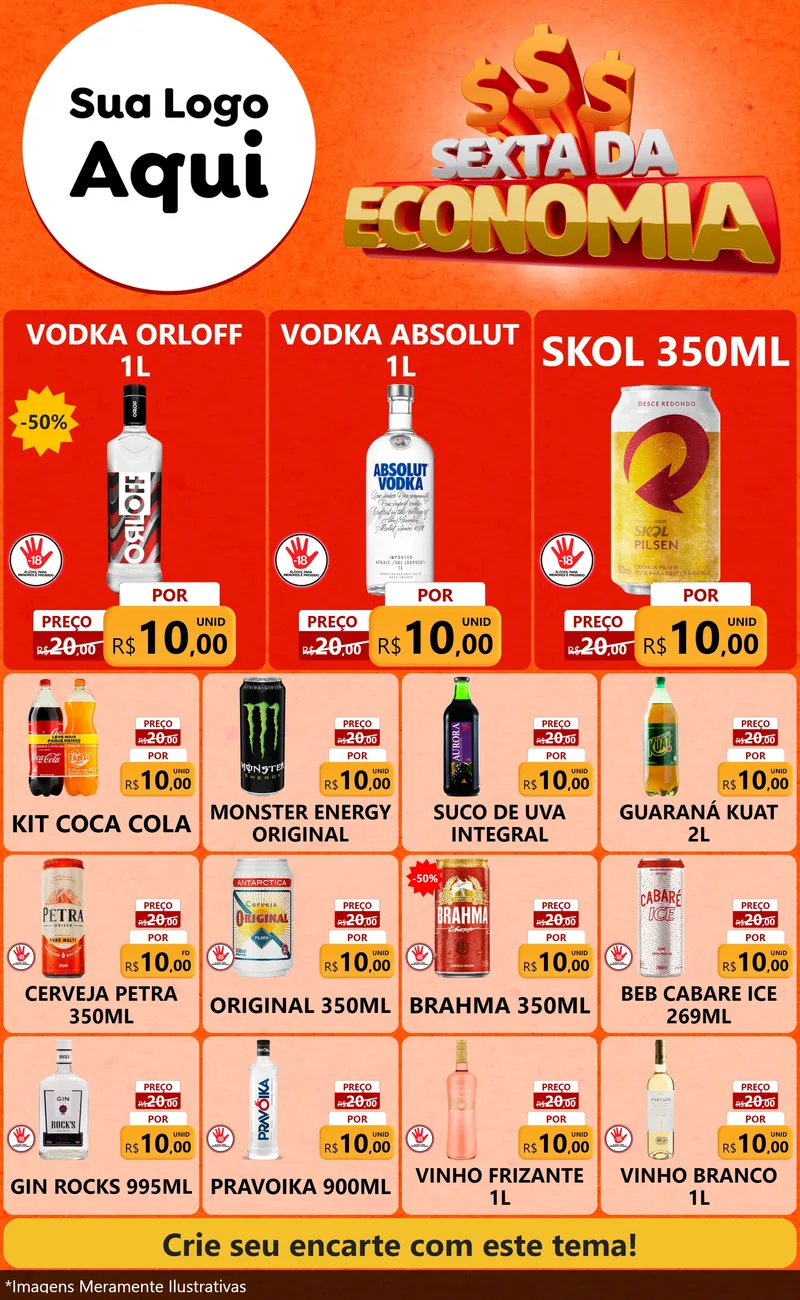 Modelo de Encarte para Encarte Grande com o tema Sexta da Economia para Distribuidora de bebidas