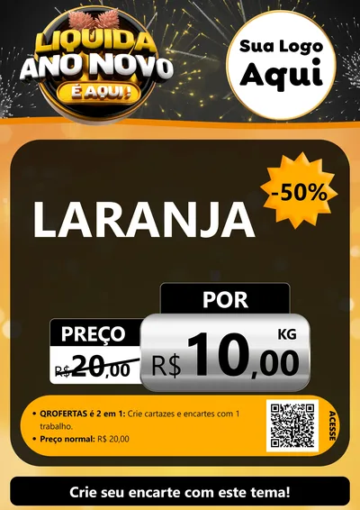 Modelo de Cartaz para Cartaz A4 Vertical com o tema Liquida Ano Novo É Aqui! para Hortifrúti