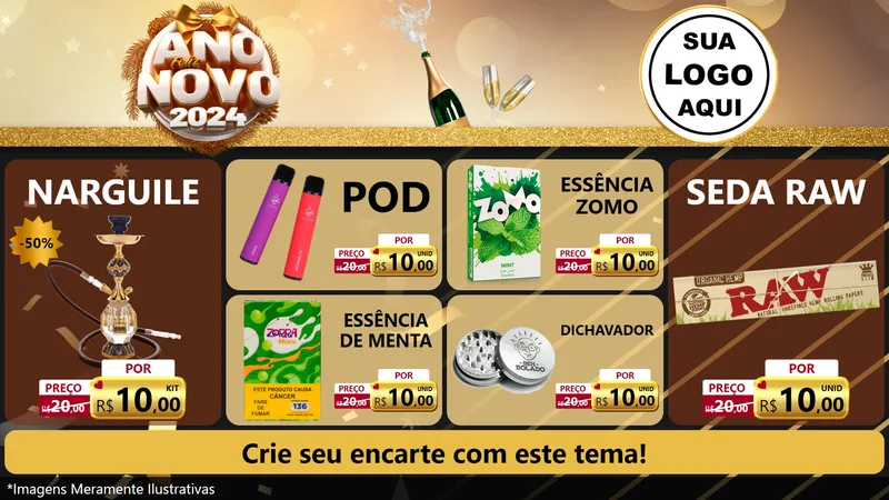 Modelo de TV para TV Horizontal com o tema Feliz Ano Novo 2027 para Tabacaria