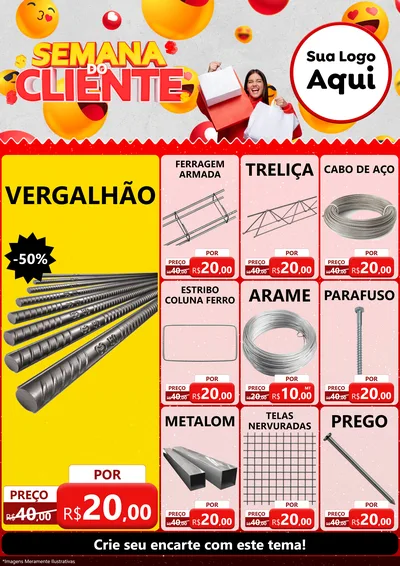 Modelo de Encarte para Encarte A4 Vertical com o tema Semana do Cliente para Ferragens