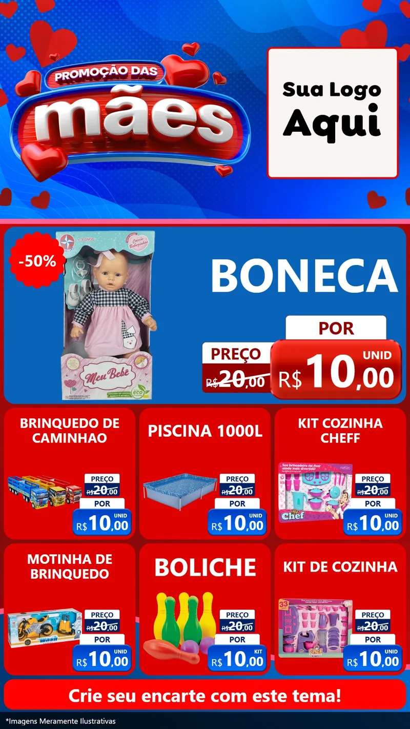 Modelo de Rede Social para Stories com o tema Promoção das Mães para Brinquedos