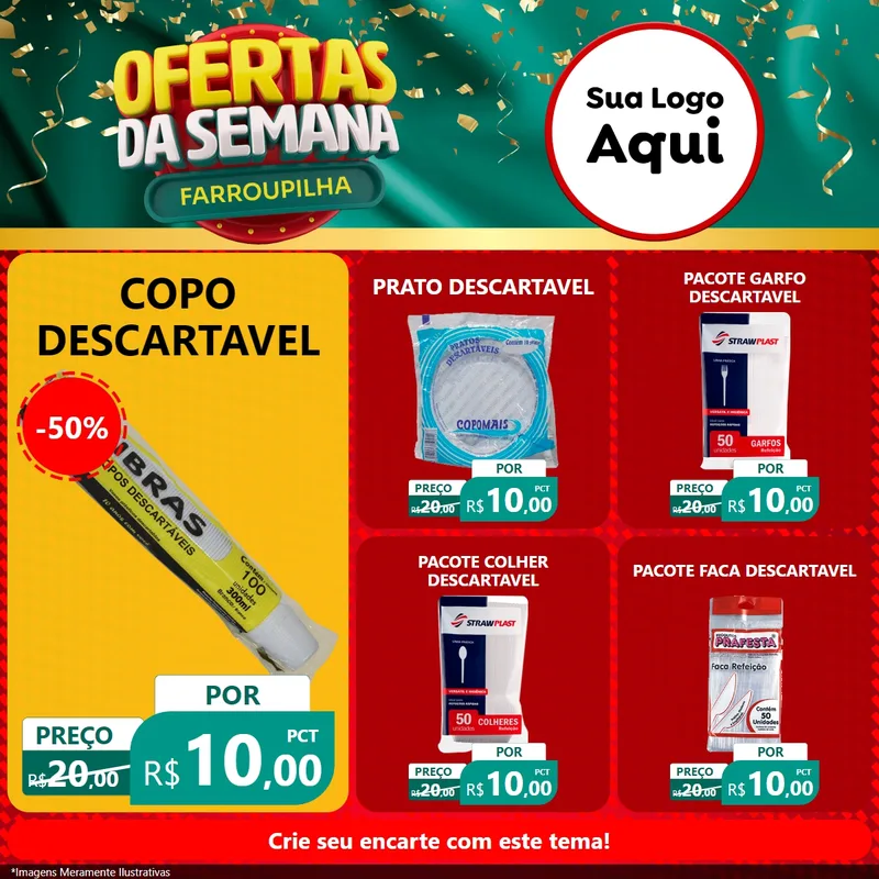 Modelo de Rede Social para Feed Facebook com o tema Ofertas da Semana Farroupilha para Embalagens