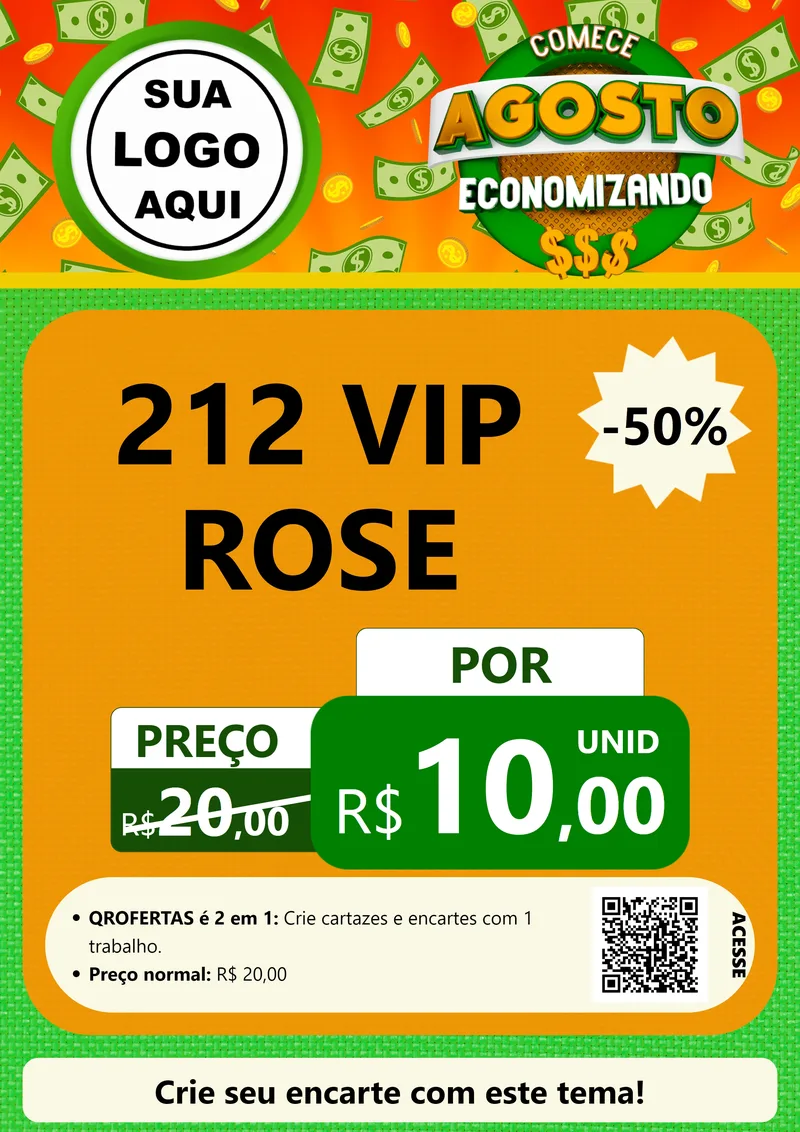 Modelo de Cartaz para Cartaz A4 Vertical com o tema Comece Agosto Economizando para Perfumes