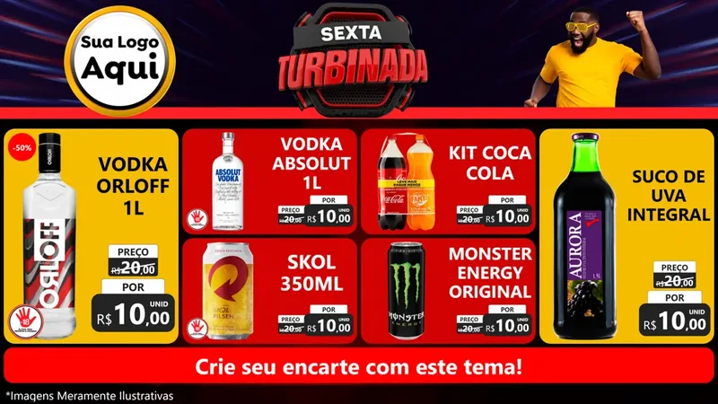 Modelo de TV para TV Horizontal com o tema Sexta Turbinada para Distribuidora de bebidas