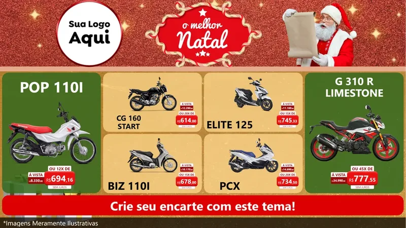 Modelo de TV para TV Horizontal com o tema O Melhor Natal para Concessionaria de Motos