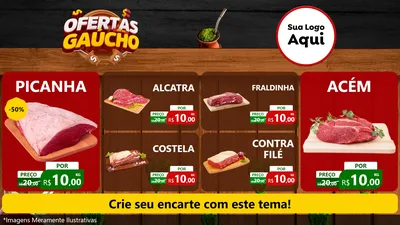 Modelo de TV para TV Horizontal com o tema Ofertas Dia do Gaúcho para Açougue