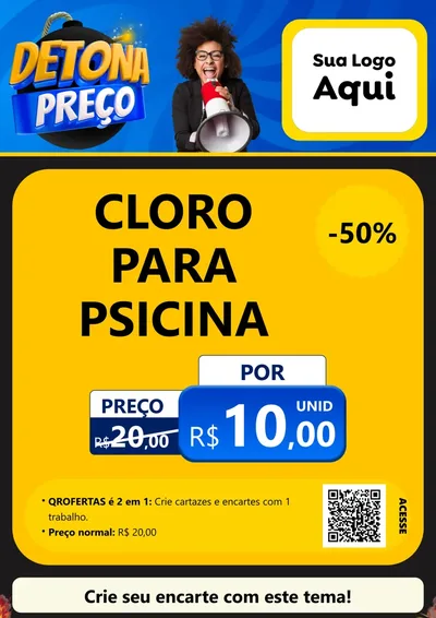 Modelo de Cartaz para Cartaz A4 Vertical com o tema Detona Preços para Produtos para Piscina
