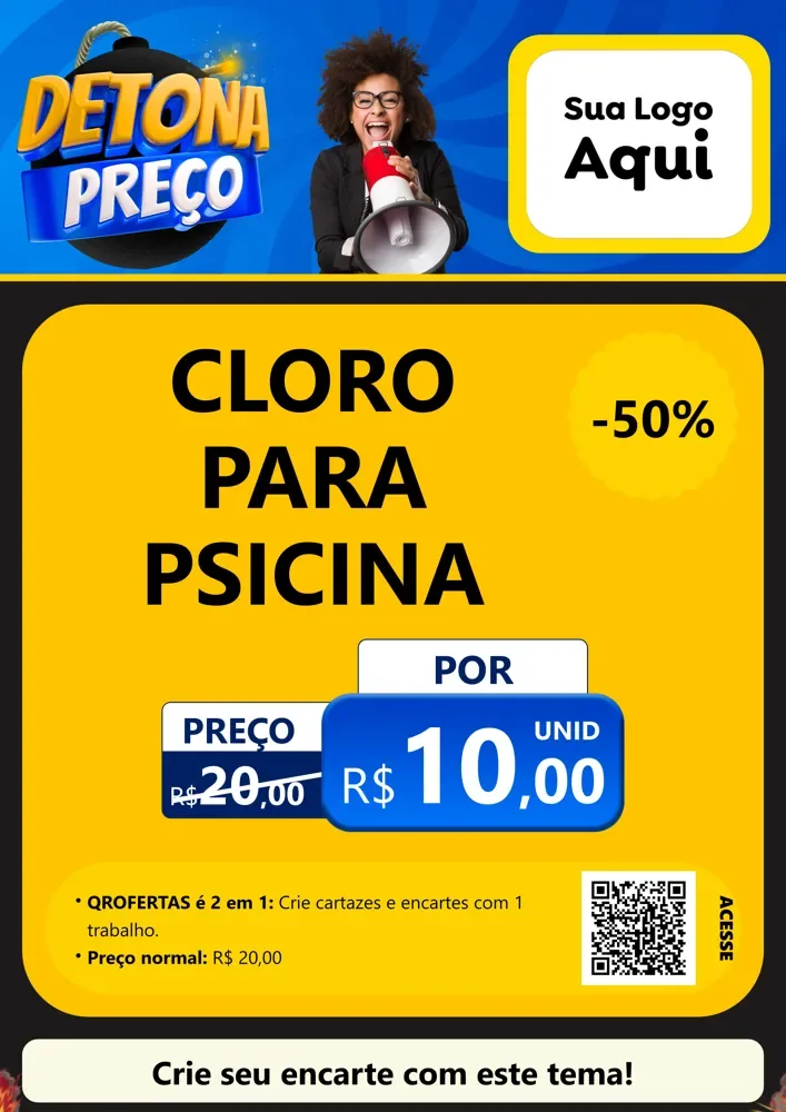 Modelo de Cartaz para Cartaz A4 Vertical com o tema Detona Preços para Produtos para Piscina