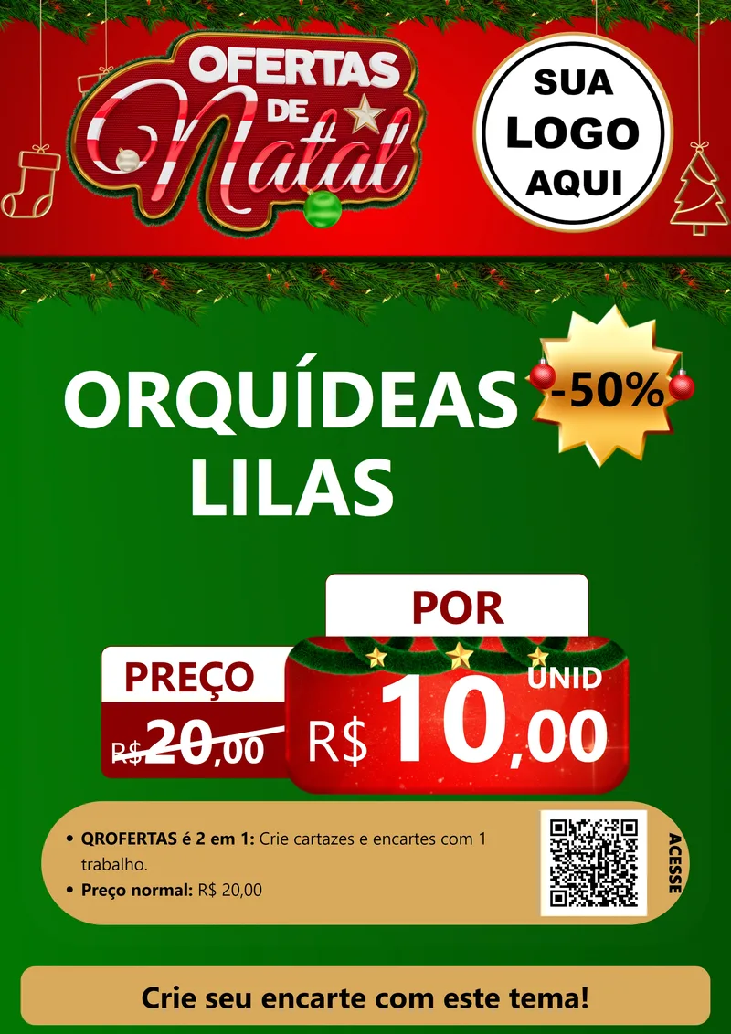 Modelo de Cartaz para Cartaz A4 Vertical com o tema Ofertas de Natal para Floricultura e jardim