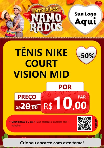 Modelo de Cartaz para Cartaz A4 Vertical com o tema Arraiá dos Namorados para Calçados