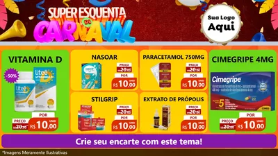 Modelo de TV para TV Horizontal com o tema Super Esquenta de Carnaval para Farmácia