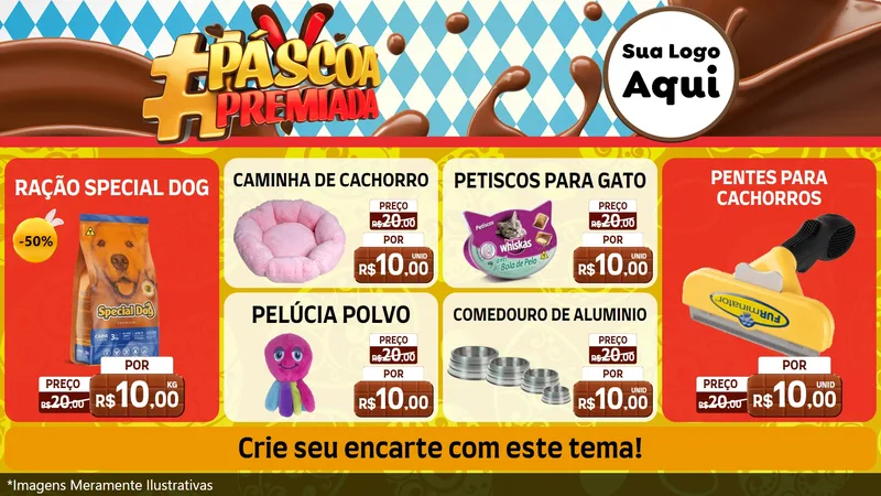 Modelo de TV para TV Horizontal com o tema Páscoa Premiada para Pet Shop
