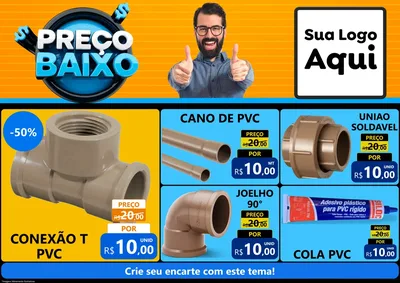 Modelo de Encarte para Encarte A4 Horizontal com o tema Preço Baixo para Tubos e conexões