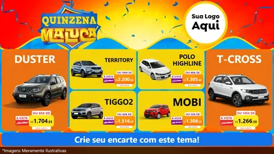 Modelo de TV para TV Horizontal com o tema Quinzena Maluca para Concessionaria de Carros