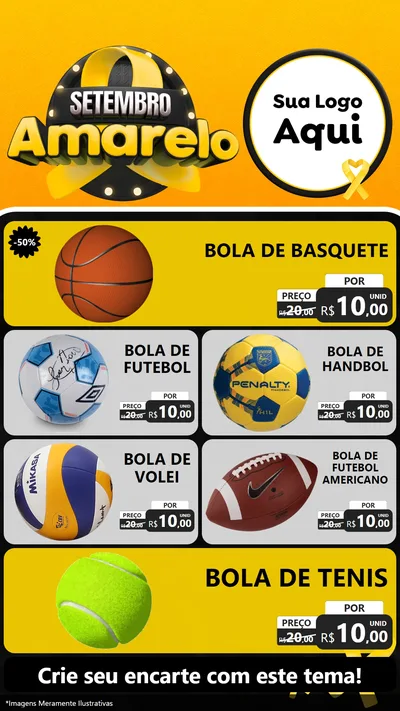 Modelo de TV para TV Vertical com o tema Setembro Amarelo para Artigos Esportivos