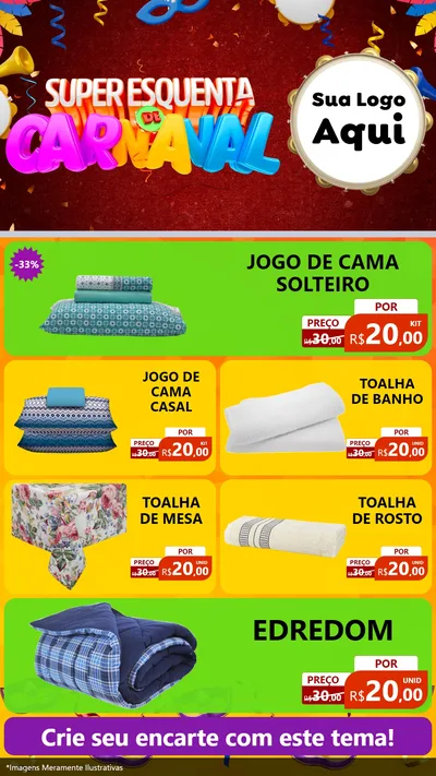 Modelo de TV para TV Vertical com o tema Super Esquenta de Carnaval para Cama, Mesa e Banho