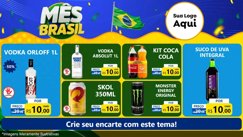 Modelo de TV para TV Horizontal com o tema Mês do Brasil para Distribuidora de bebidas