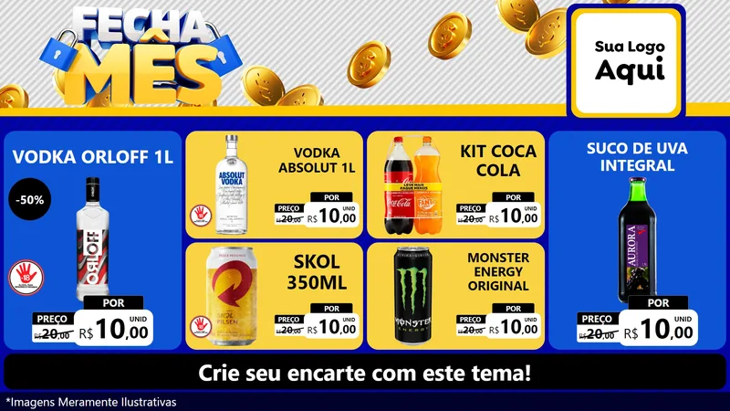 Modelo de TV para TV Horizontal com o tema Fecha Mês para Distribuidora de bebidas