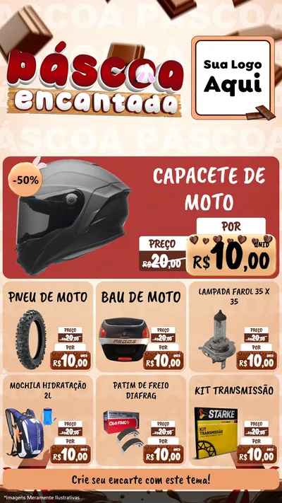 Modelo de Rede Social para Stories com o tema Páscoa Encantada para Moto peças