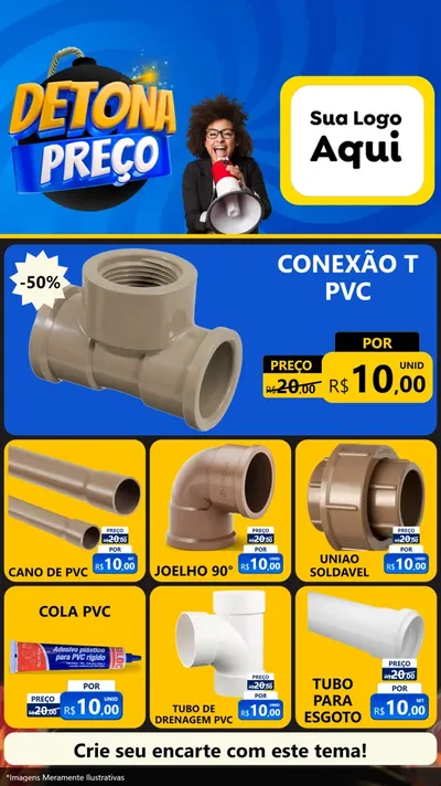 Modelo de Rede Social para Stories com o tema Detona Preços para Tubos e conexões