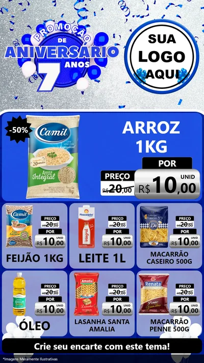 Modelo de Rede Social para Stories com o tema Promoção de Aniversário - 7 Anos para Supermercado