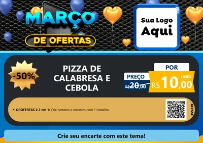 Modelo de Cartaz para Cartaz A4 Horizontal com o tema Março de Ofertas para Pizzaria