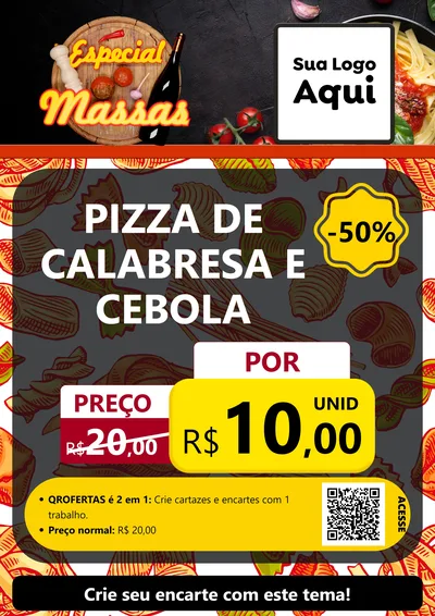 Modelo de Cartaz para Cartaz A4 Vertical com o tema Especial Massas para Pizzaria