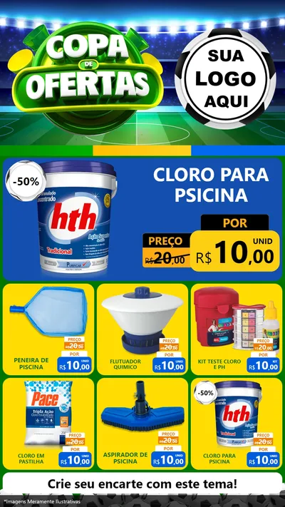 Modelo de Rede Social para Stories com o tema Copa de Ofertas para Produtos para Piscina