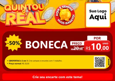 Modelo de Cartaz para Cartaz A4 Horizontal com o tema Quintou do Real para Brinquedos