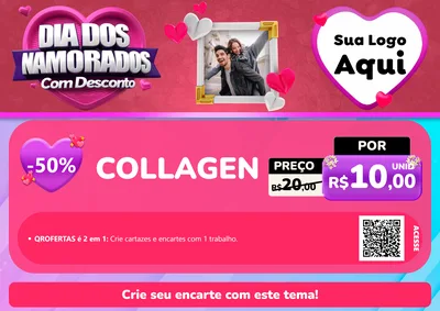 Modelo de Cartaz para Cartaz A4 Horizontal com o tema Dia Dos Namorados Com Desconto para Suplementos alimentares