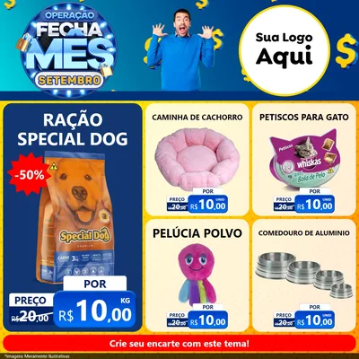 Modelo de Rede Social para Feed Facebook com o tema Operação Fecha Mês Setembro para Pet Shop