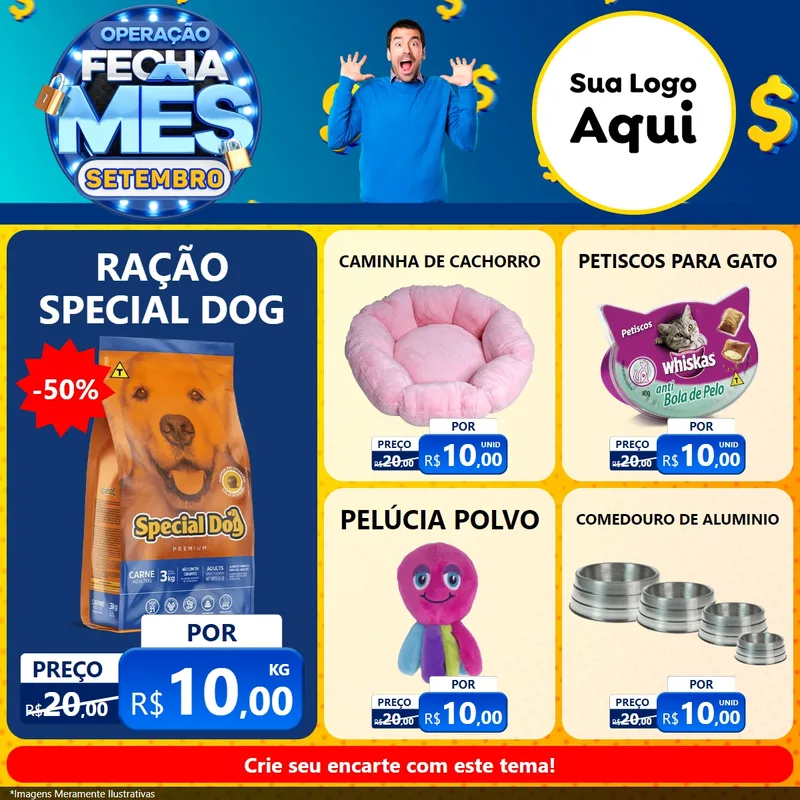 Modelo de Rede Social para Feed Facebook com o tema Operação Fecha Mês Setembro para Pet Shop