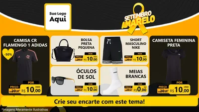 Modelo de TV para TV Horizontal com o tema Setembro Amarelo para Roupas e acessórios