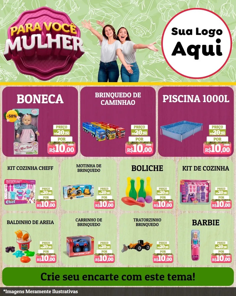 Modelo de Rede Social para Feed Instagram com o tema Para Você Mulher para Brinquedos