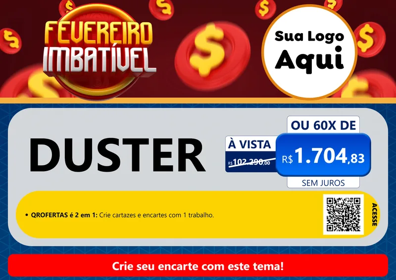 Modelo de Cartaz para Cartaz A4 Horizontal com o tema Fevereiro Imbatível para Concessionaria de Carros