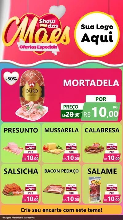 Modelo de Rede Social para Stories com o tema Show das Mães - Ofertas Especiais para Frios e Laticínios