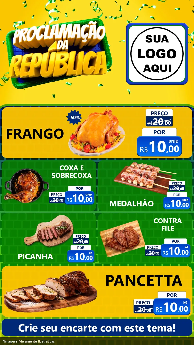 Modelo de TV para TV Vertical com o tema Proclamação da República para Assados