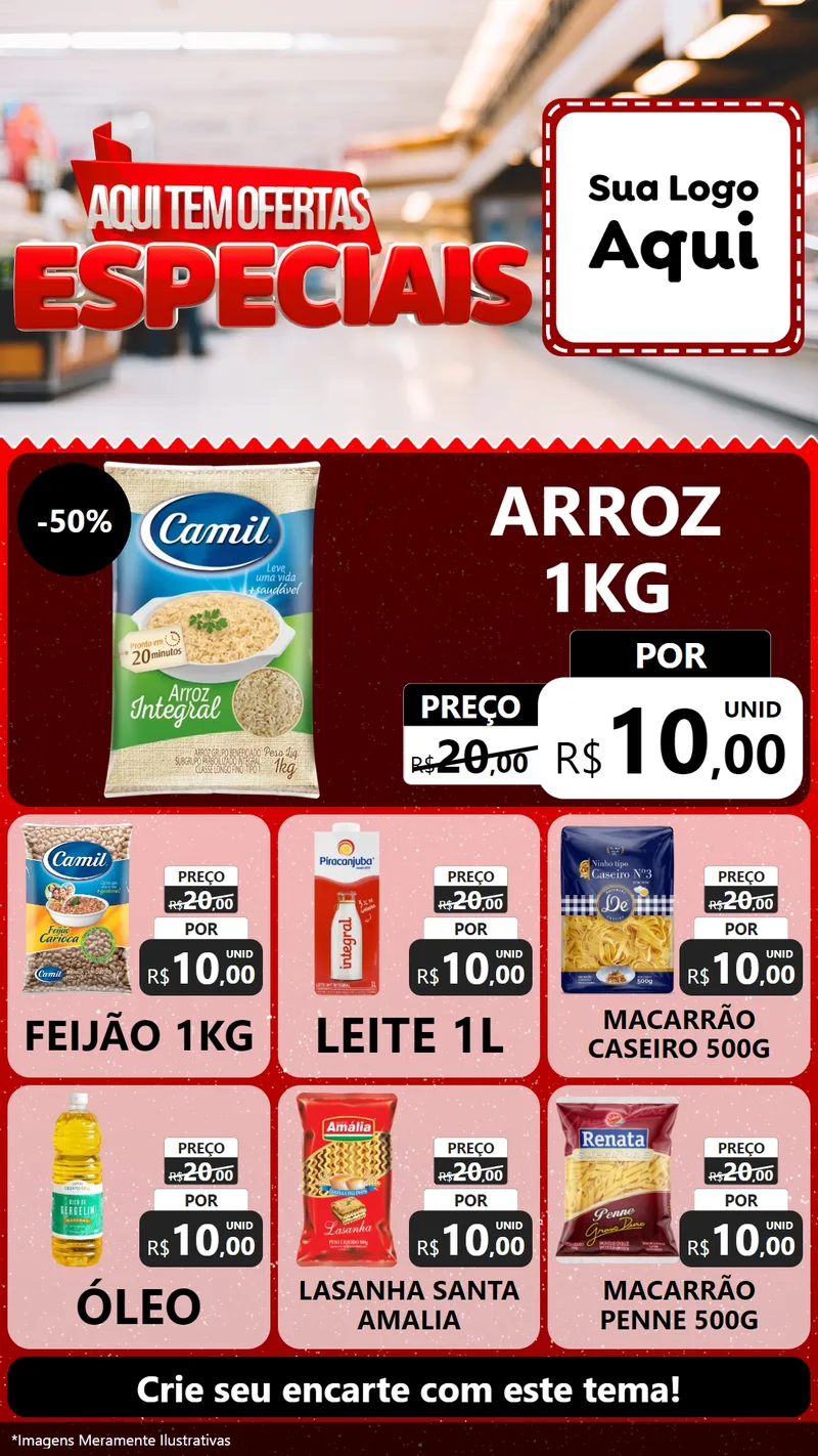Modelo de Rede Social para Stories com o tema Aqui Tem Ofertas Especiais para Supermercado