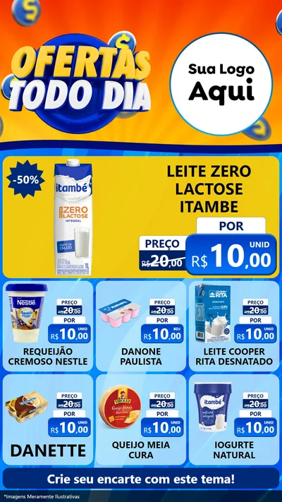 Modelo de Rede Social para Stories com o tema Ofertas Todo Dia para Frios e Laticínios