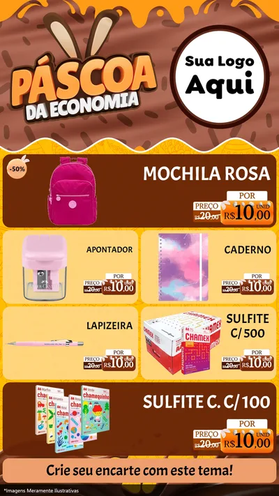Modelo de TV para TV Vertical com o tema Páscoa da Economia para Papelaria