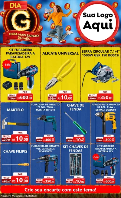 Modelo de Encarte para Encarte Grande com o tema Dia G - O Dia Mais Barato Do Mês para Maquinas e Ferramentas